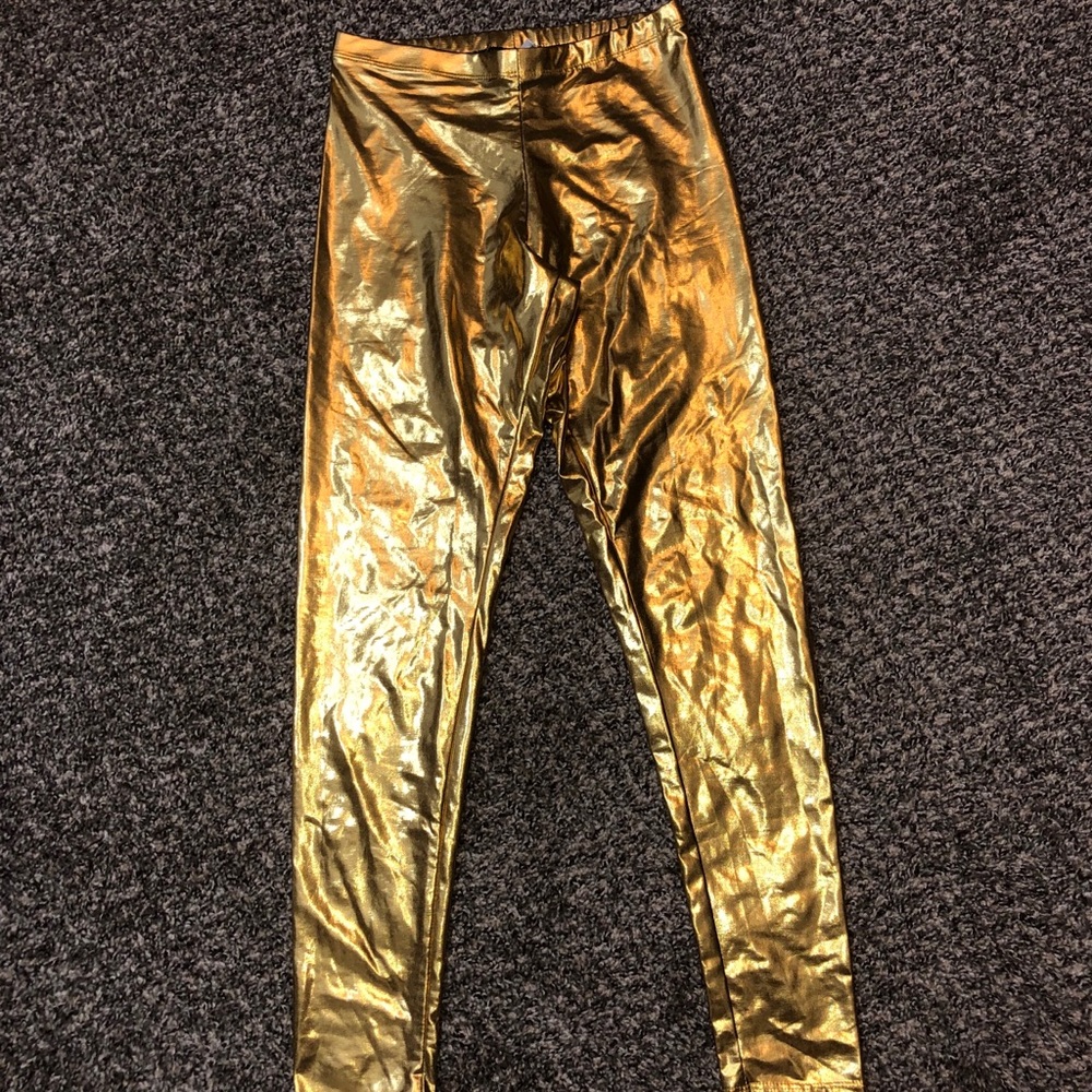Disco Metallic GOLD Shiny Pants Dance Leggings